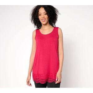 Maya J Women's Top Sz M Knit Tank Lace Trim Red A683829